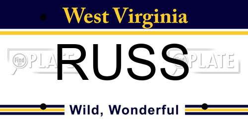RUSS West Virginia License Plate