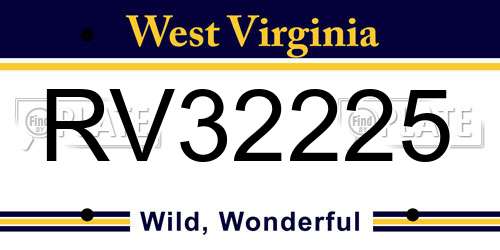 RV32225 West Virginia License Plate