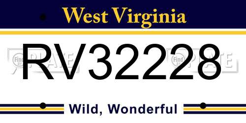 RV32228 West Virginia License Plate