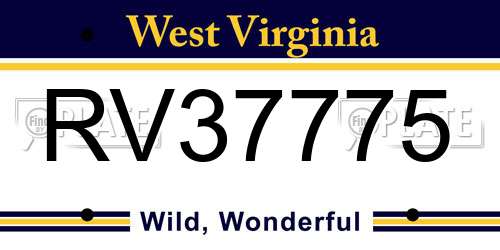 RV37775 West Virginia License Plate