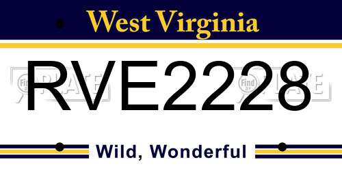 RVE2228 West Virginia License Plate