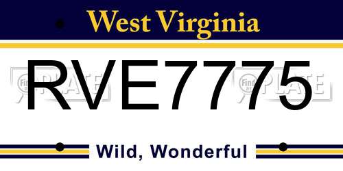 RVE7775 West Virginia License Plate