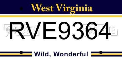 RVE9364 West Virginia License Plate