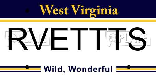 RVETTTS West Virginia License Plate