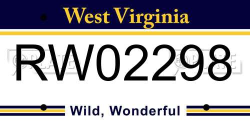 RW02298 West Virginia License Plate