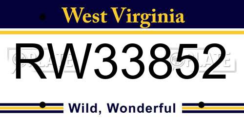 RW33852 West Virginia License Plate