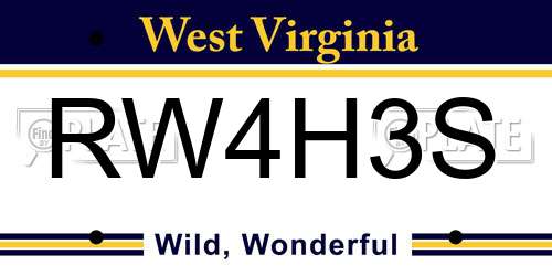 RW4H3S West Virginia License Plate