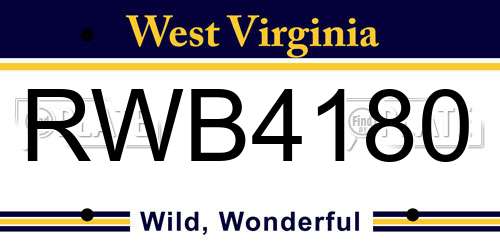 RWB4180 West Virginia License Plate