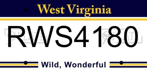 RWS4180 West Virginia License Plate