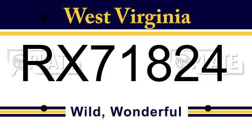 RX71824 West Virginia License Plate