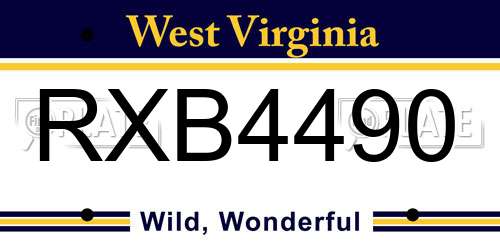 RXB4490 West Virginia License Plate