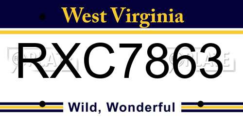RXC7863 West Virginia License Plate