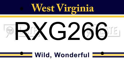 RXG266 West Virginia License Plate