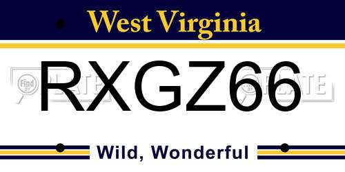 RXGZ66 West Virginia License Plate