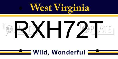 RXH72T West Virginia License Plate
