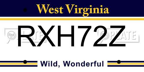 RXH72Z West Virginia License Plate