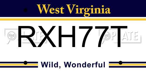 RXH77T West Virginia License Plate