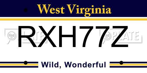 RXH77Z West Virginia License Plate