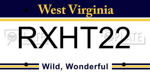 RXHT22 West Virginia License Plate