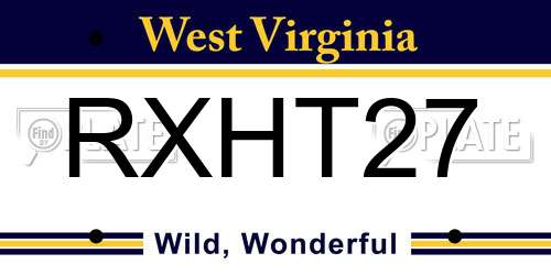 RXHT27 West Virginia License Plate
