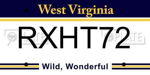 RXHT72 West Virginia License Plate