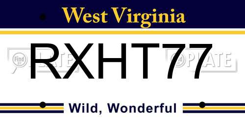RXHT77 West Virginia License Plate