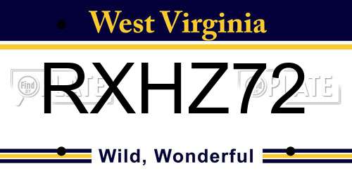 RXHZ72 West Virginia License Plate