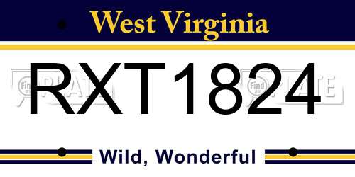 RXT1824 West Virginia License Plate