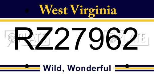 RZ27962 West Virginia License Plate