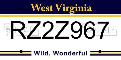 RZ2Z967 West Virginia License Plate
