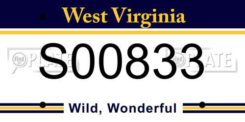 S00833 West Virginia License Plate