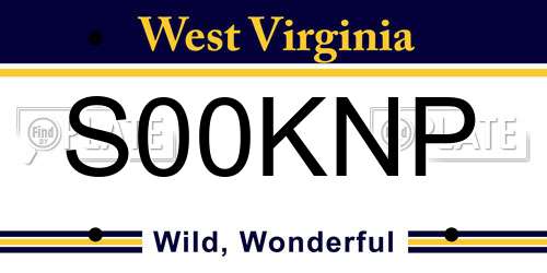 S00KNP West Virginia License Plate