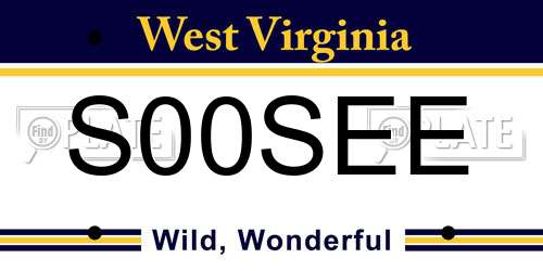 S00SEE West Virginia License Plate