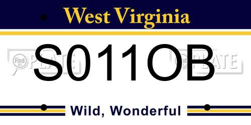 S011OB West Virginia License Plate