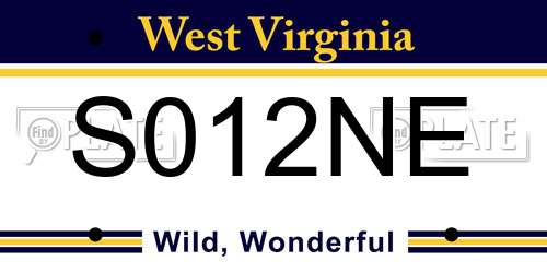 S012NE West Virginia License Plate