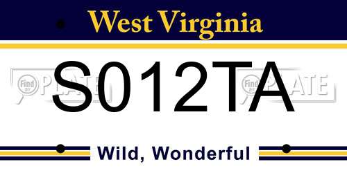 S012TA West Virginia License Plate