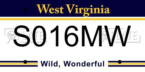 S016MW West Virginia License Plate