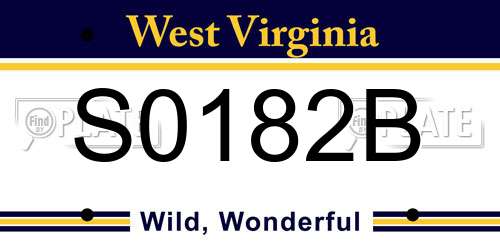 S0182B West Virginia License Plate