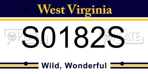 S0182S West Virginia License Plate