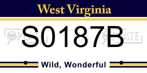 S0187B West Virginia License Plate