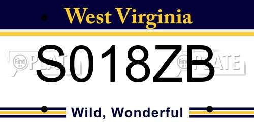 S018ZB West Virginia License Plate