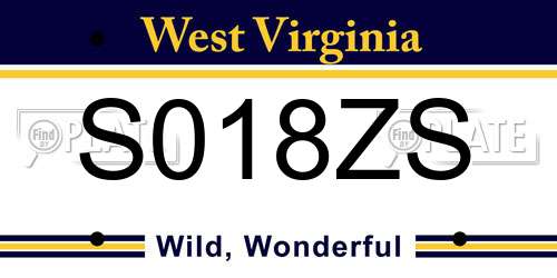 S018ZS West Virginia License Plate