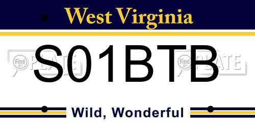S01BTB West Virginia License Plate