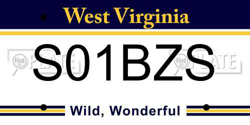 S01BZS West Virginia License Plate