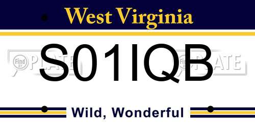 S01IQB West Virginia License Plate