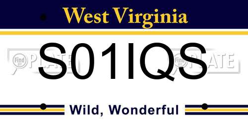 S01IQS West Virginia License Plate