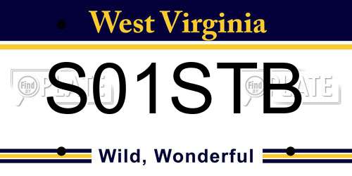 S01STB West Virginia License Plate