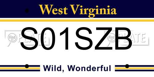 S01SZB West Virginia License Plate