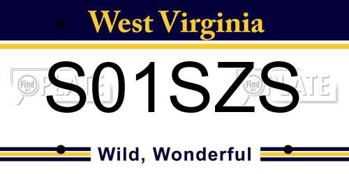 S01SZS West Virginia License Plate
