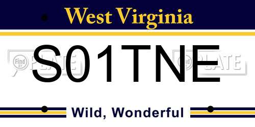 S01TNE West Virginia License Plate